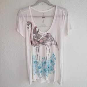 Key Top Womens Small Flamingos Swarovski Rhinestone Y2K Tee Shirt Key Closet